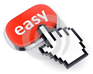 Red Easy button and hand cursor