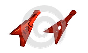 Red Electric bass guitar icon isolated on transparent background.