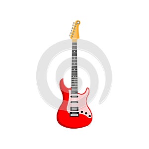 Red Electric Guitar isolated on white background