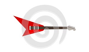 Red electric guitar, rock music instrument vector Illustration on a white background