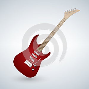 Red Electric Guitar on white background