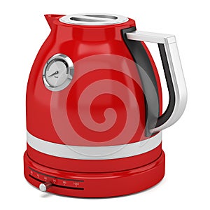 Red electric kettle isolated on white