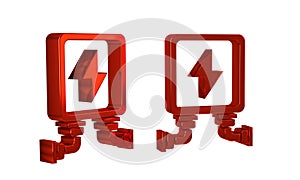 Red Electric transformer icon isolated on transparent background.