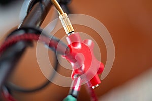 Red electrical connector and cables-technology and connection
