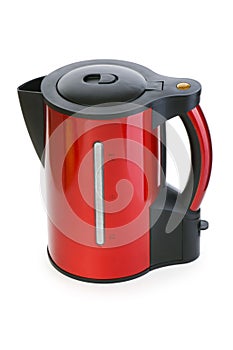 Red electrical kettle isolated