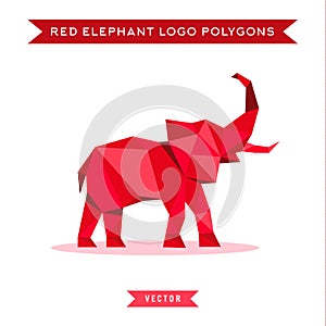 Red elephant logo with reflux and low poly