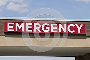 Red Emergency Entrance Sign for a Local Hospital