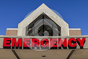 Red Emergency Entrance Sign for a Local Hospital XVII