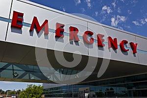Red Emergency Entrance Sign for a Local Medical Hospital III