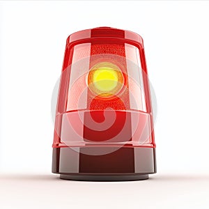 Red emergency light isolated on white background