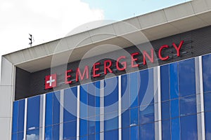 Red Emergency Sign at a Hospital