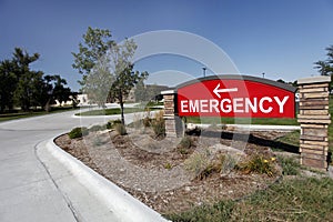 Red Emergency Signage at Hospital