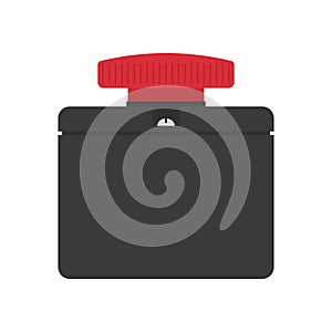 Red emergency stop button