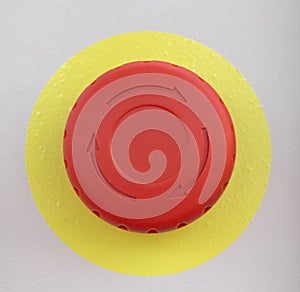Red emergency stop button