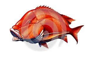 Red emperor snapper fish realistic illustration isolated photo