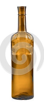 Red empty bottle of wine isolated on a white background