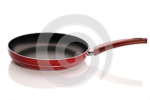 Red empty frying pan