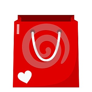 Red Empty Shopping Bag Flat Icon on White