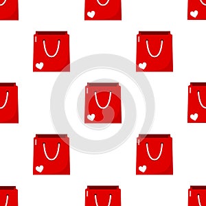 Red Empty Shopping Bag Seamless Pattern