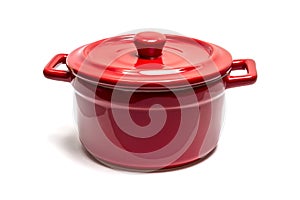 Red enamel pot photo