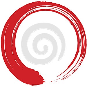 Red Enso Zen Circle Brush Vector Illustration