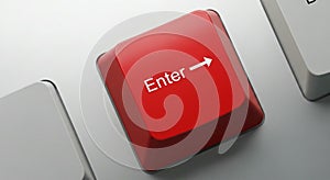 Red Enter Key on Computer Keyboard