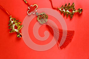 Red envelope with dollar for Chinese New Year bonus in red background,Happy Chinese new year concept