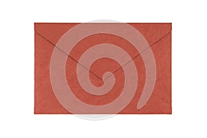 Red envelope made from natural fiber paper isolated on white background. Clipping path included.