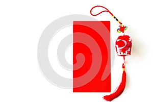 Red envelope put on white background, red envelope is gift and chinese lantern on special days such as chinese new year