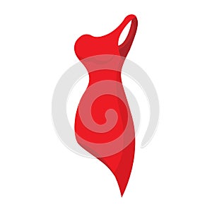 Red evening dress icon, cartoon style