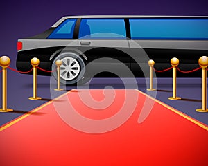 Red event carpet isolated on a black background