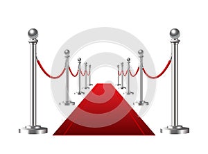 Red event carpet isolated on a white background.