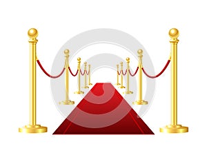 Red event carpet isolated on a white background