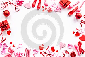 Red event decor flat lay for Valentines Day or birhday