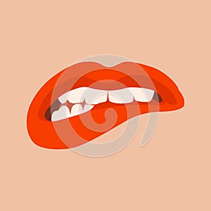 Red evil lips vector illustration flat style