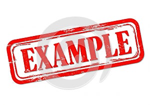 Red example stamp isolated on white background