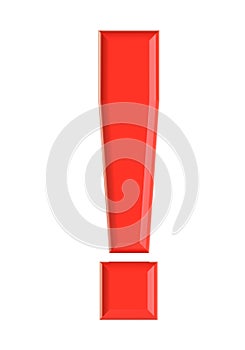 Red exclamation mark. 3D illustration