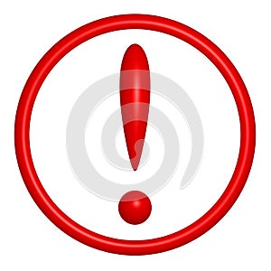 Red exclamation mark round icon on white