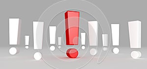 Red exclamation mark standing out