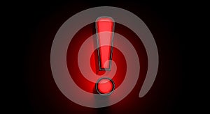 Red Exclamation Point Warning Alert on Dark Background Important Notification