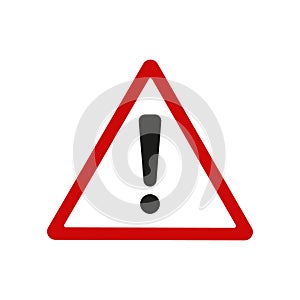 Red Exclamation Sign - Danger Triangle Road sign. Vector.