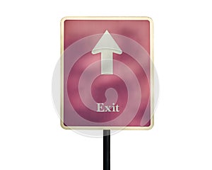 Red exit sign with white background