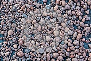 Close up expanded clay aggregate on ground
