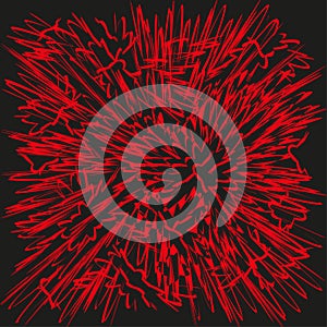 Red explosion lines. Abstract burst pattern. Dynamic motion Vector. Modern visual effect.