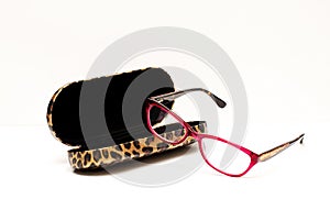 Red Eye Glasses and Case