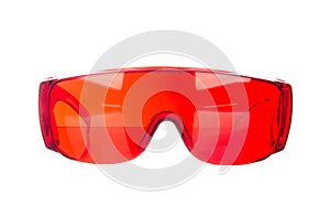 Red eye glasses isolated on white