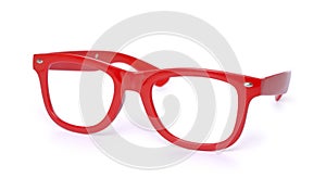 Red eye glasses isolated on white