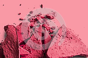 Red eye shadow powder as makeup palette closeup, crushed cosmetics and beauty texture