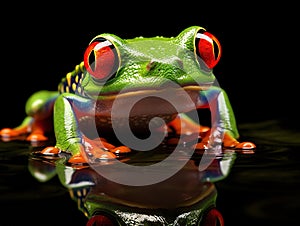 Ai Generated illustration Wildlife Concept of Red Eye Tree Frog