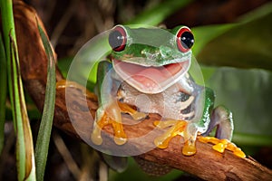 Auge ein Baum Frosch lächeln 